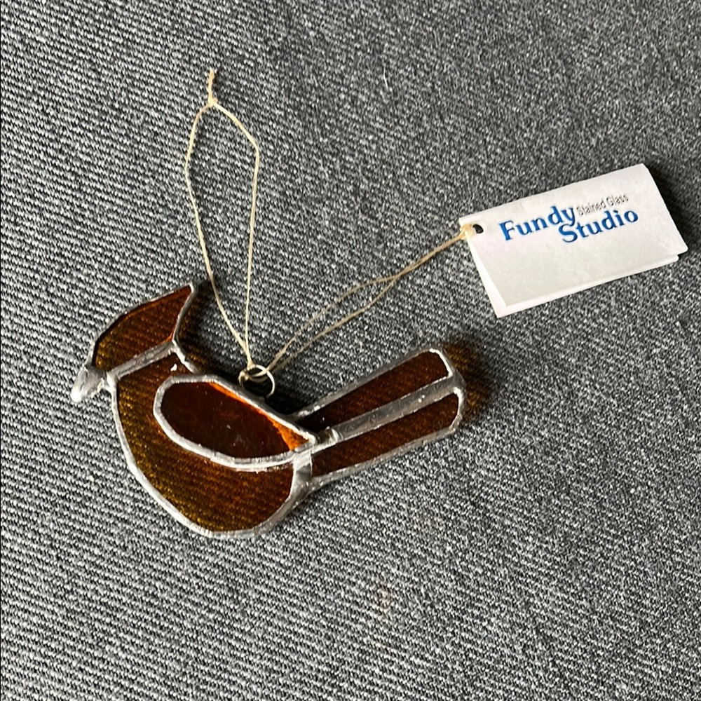Amber and Gold Stained Glass Bird Suncatcher